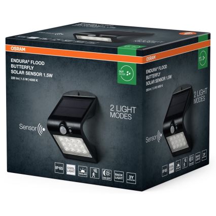 Osram - LED Applique solare con sensore di movimento e crepuscolare FARFALLA LED/1,5W/3,7V 1200 mAh IP65