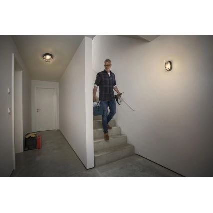 Osram - Applique da esterno BULKHEAD 1xE27/10W/230V diam. 19 cm IP54 nero