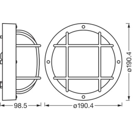 Osram - Applique da esterno BULKHEAD 1xE27/10W/230V diam. 19 cm IP54 nero