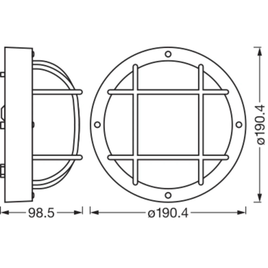 Osram - Applique da esterno BULKHEAD 1xE27/10W/230V diam. 19 cm IP54 nero