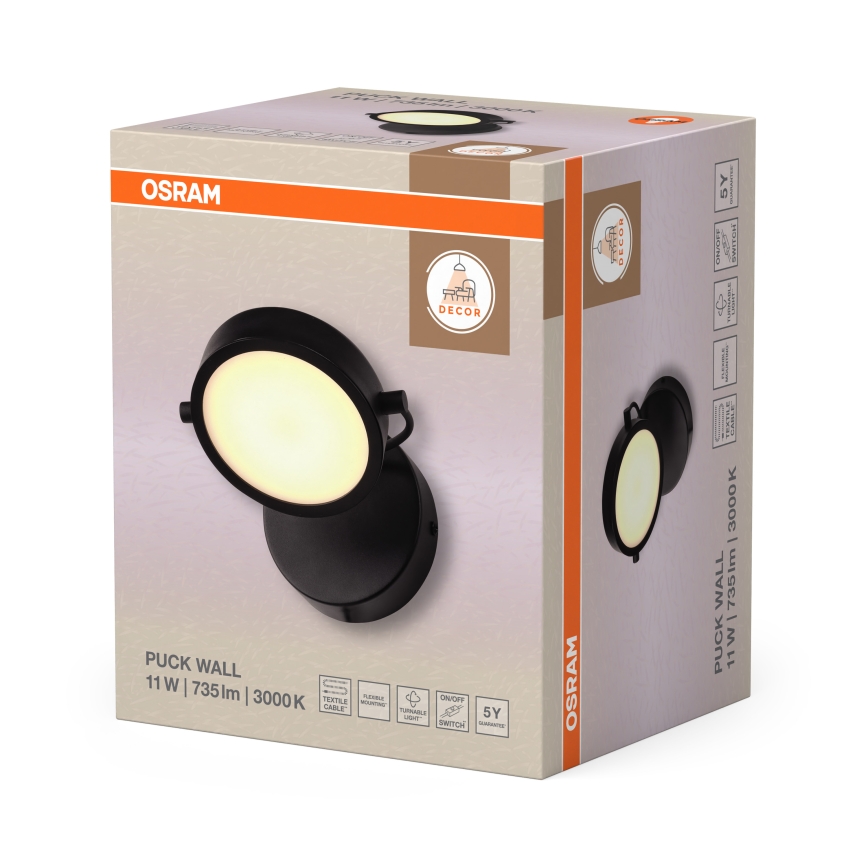 Osram - Applique LED DECOR PUCK LED/11W/230V nero