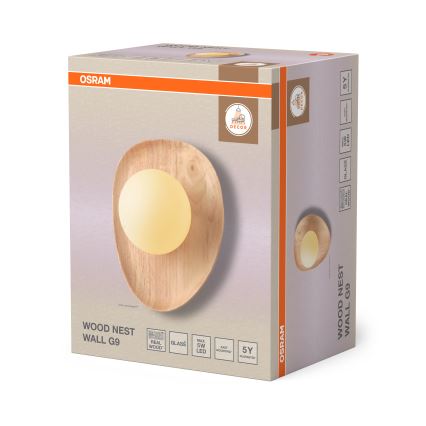 Osram - Applique WOOD NEST 1xG9/5W/230V in legno di Hevea