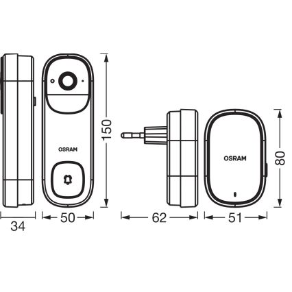 Osram - Campanello video intelligente con sensore 2K SMART+ 230V IP66 Wi-Fi