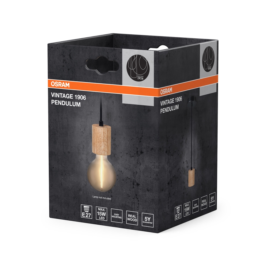 Osram - Cavo di alimentazione PENDULUM CYLINDER 1xE27/15W/230V in legno