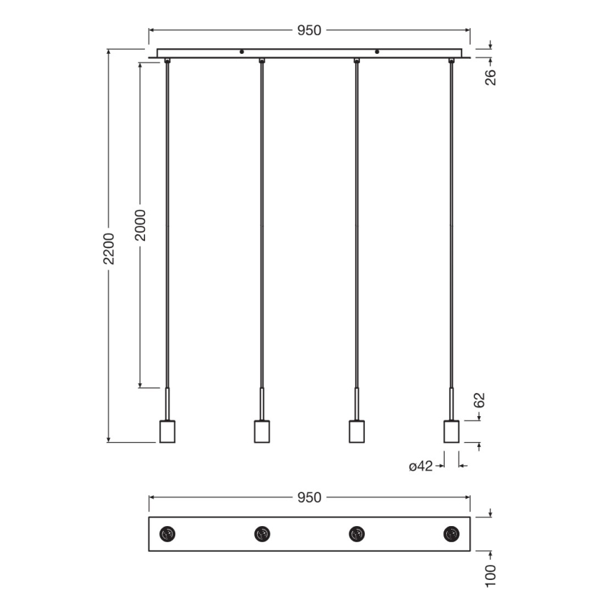 Osram - Cavo di alimentazione per NEEDLE PENDANT 4xE27/25W/230V antracite