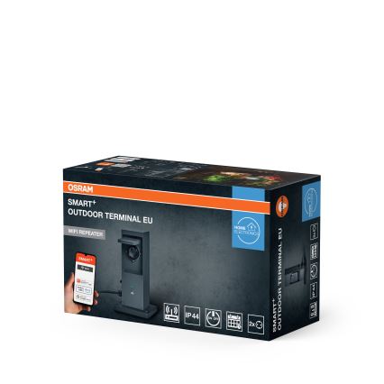 Osram - Colonnina per esterni smart con 2 prese SCHUKO e ripetitore Wi-Fi, IP44