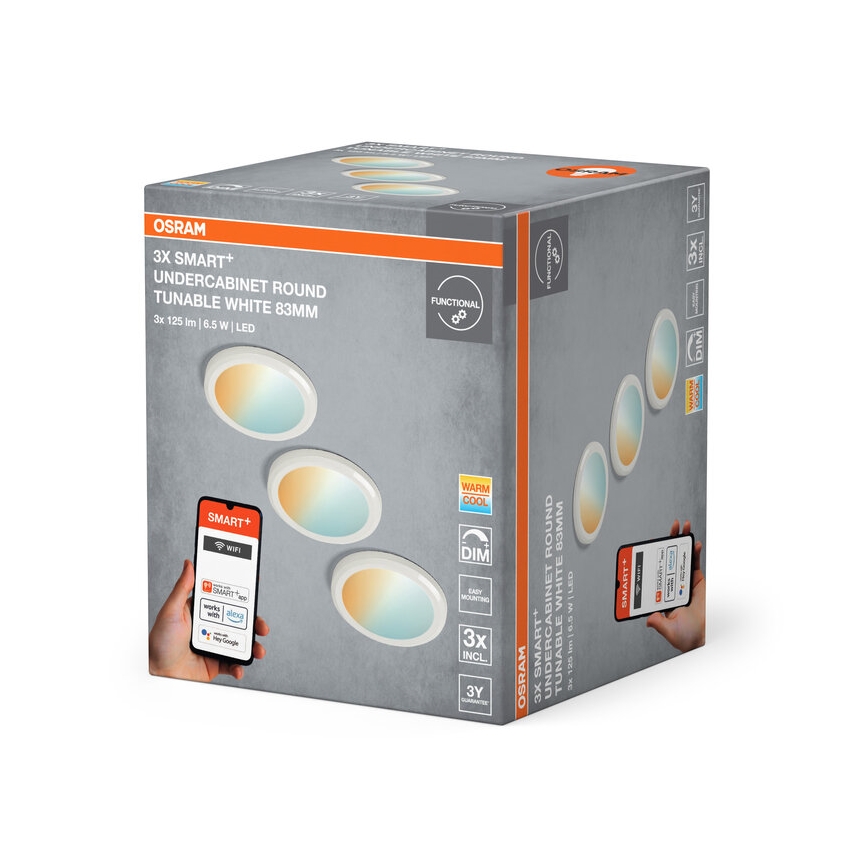 Osram - Confezione da 3 lampade sottopensili LED dimmerabili SMART+ LED/6,5W/230V 3000-6500K Wi-Fi