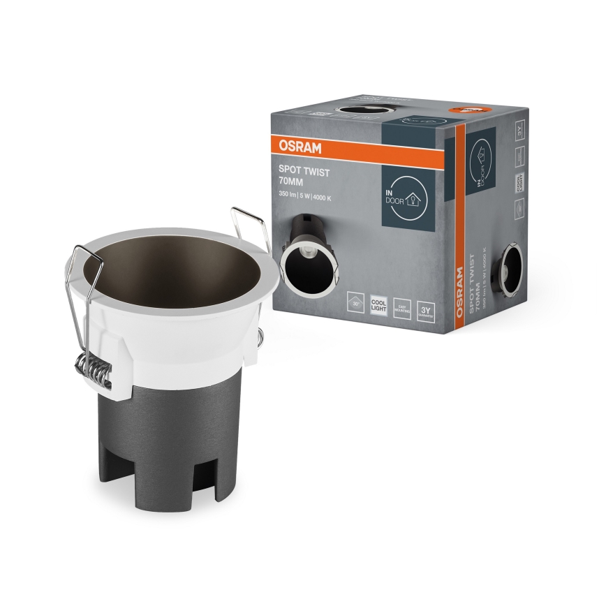Osram - Faretto da incasso LED SPOT TWIST, 5 W, 230 V, 4000 K, Ø 7 cm, bianco/nero