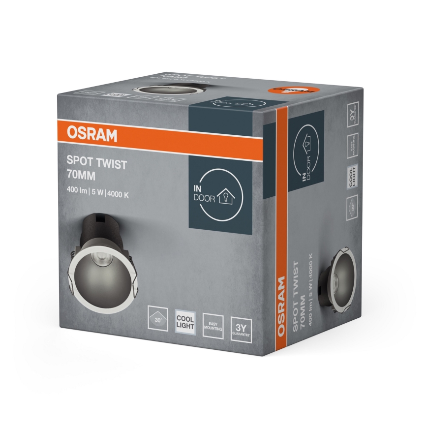 Osram - Faretto da incasso LED SPOT TWIST LED/5W/230V 4000K Ø 7 cm bianco/argento