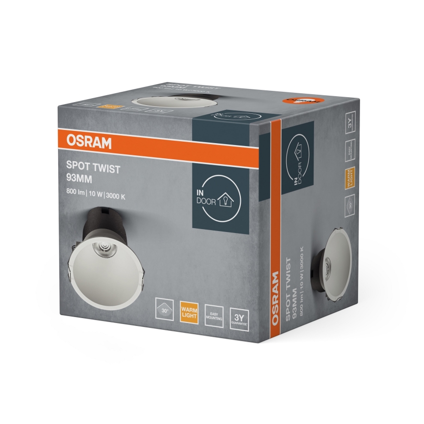 Osram - Faretto da incasso SPOT TWIST LED 10W/230V 3000K Ø 9,3 cm bianco