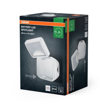 Osram - Faretto LED da parete per esterni con sensore BATTERY LED/4W/4xD IP54