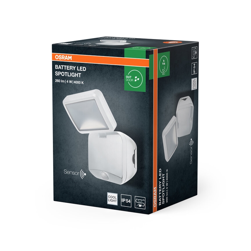 Osram - Faretto LED da parete per esterni con sensore BATTERY LED/4W/4xD IP54