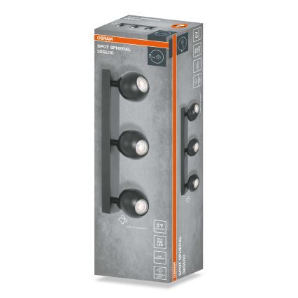 Osram - Faretto SPOT SPHERAL 3xGU10/6W/230V nero