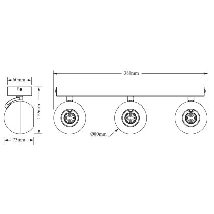 Osram - Faretto SPOT SPHERAL 3xGU10/6W/230V nero