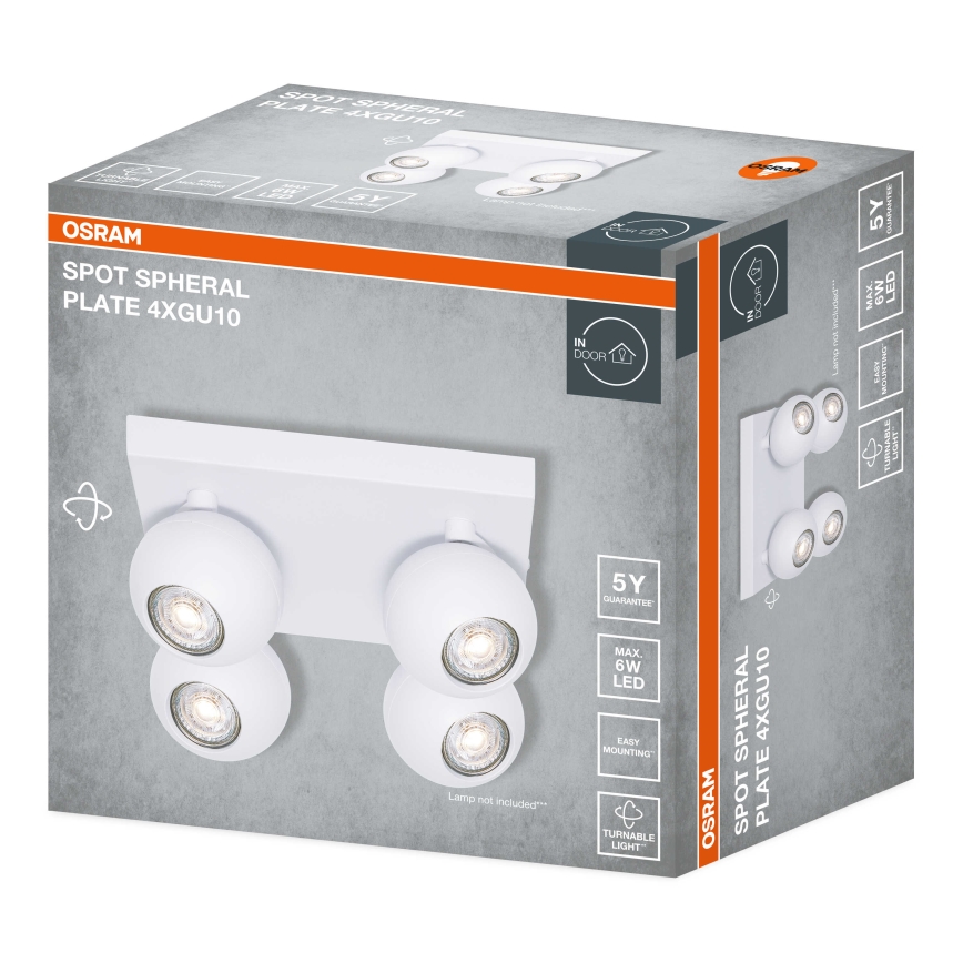 Osram - Faretto SPOT SPHERAL 4xGU10/6W/230V bianco