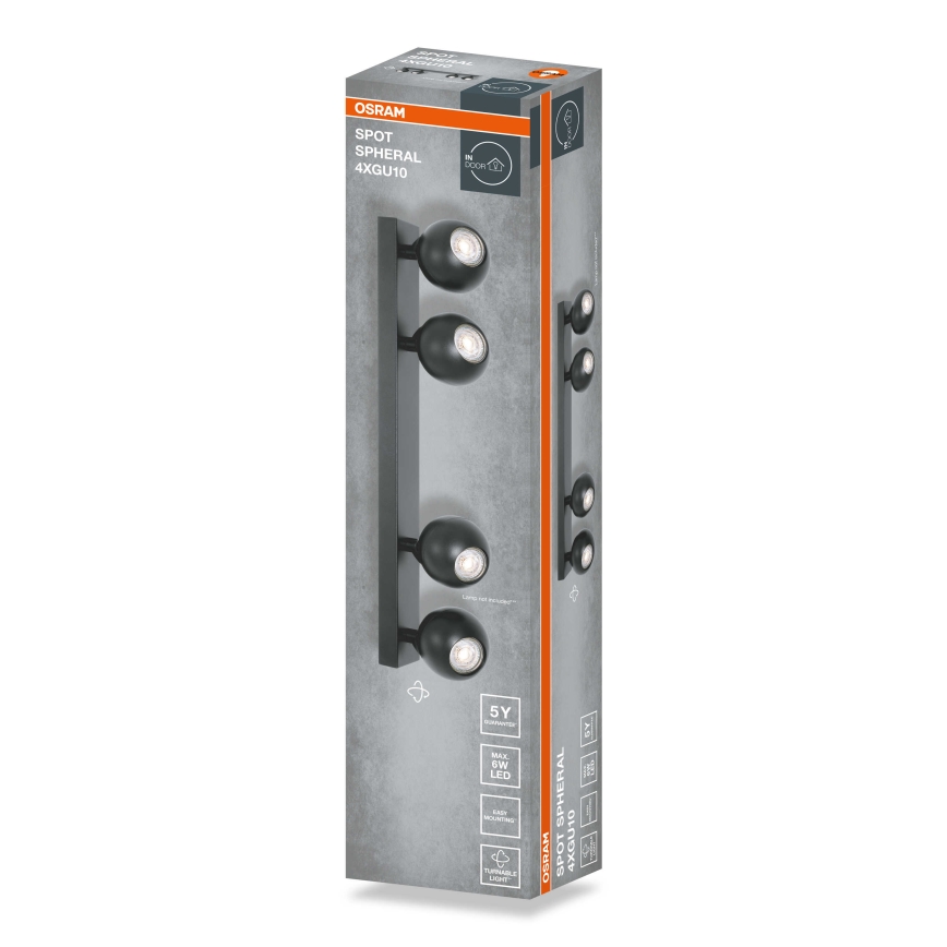Osram - Faretto SPOT SPHERAL 4xGU10/6W/230V nero