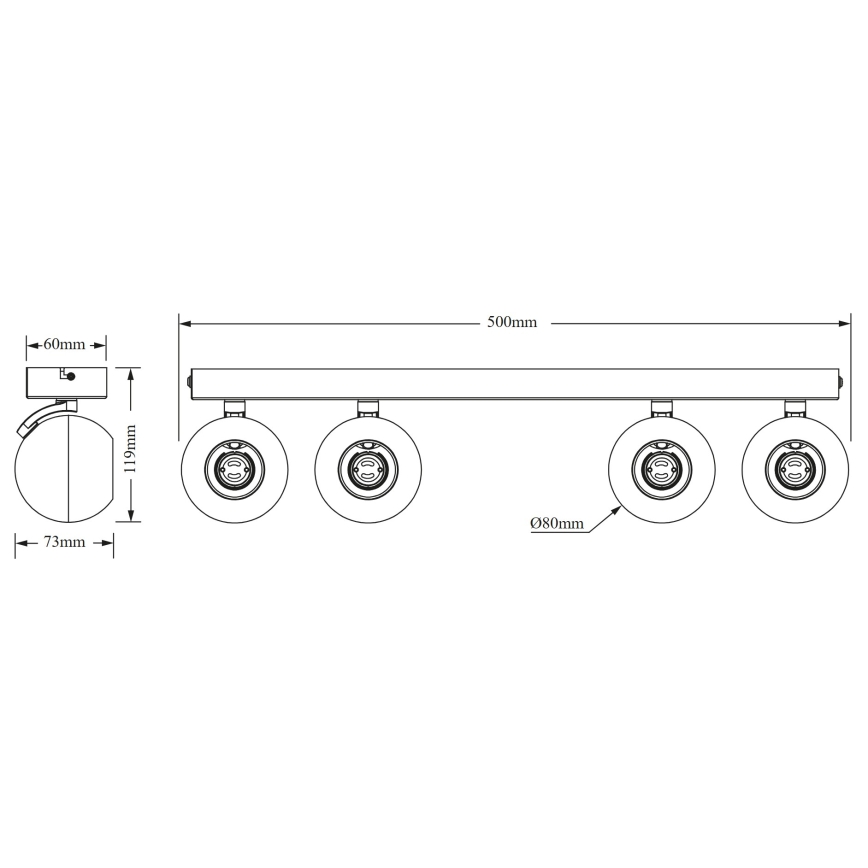 Osram - Faretto SPOT SPHERAL 4xGU10/6W/230V nero