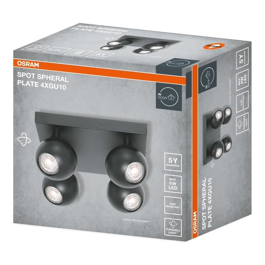 Osram - Faretto SPOT SPHERAL 4xGU10/6W/230V nero