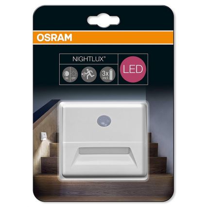 Osram - Illuminazione scale LED con sensore NIGHTLUX LED/0,25W/3xAAA IP54 bianco