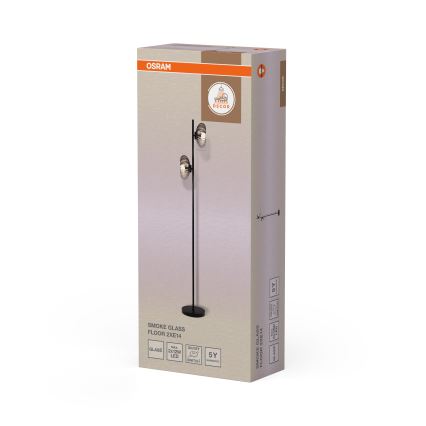 Osram - Lampada a piantana DECOR SMOKE 2xE14/12W/230V nero/grigio fumé