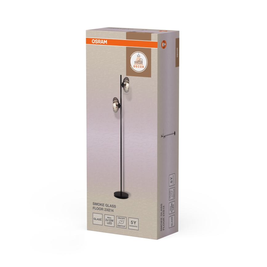 Osram - Lampada a piantana DECOR SMOKE 2xE14/12W/230V nero/grigio fumé