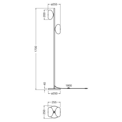 Osram - Lampada a piantana DECOR SMOKE 2xE14/12W/230V nero/grigio fumé