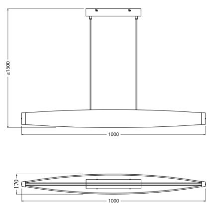Osram - Lampada a sospensione con cavo DECOR FLAT LED/23W/230V, grigio
