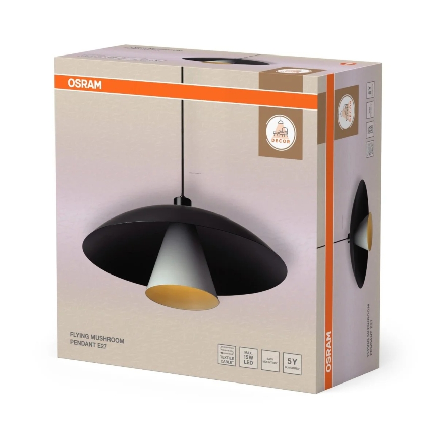 Osram - Lampada a sospensione con cavo DECOR FLYING MUSHROOM 1xE27/25W/230V Ø 50 cm nero