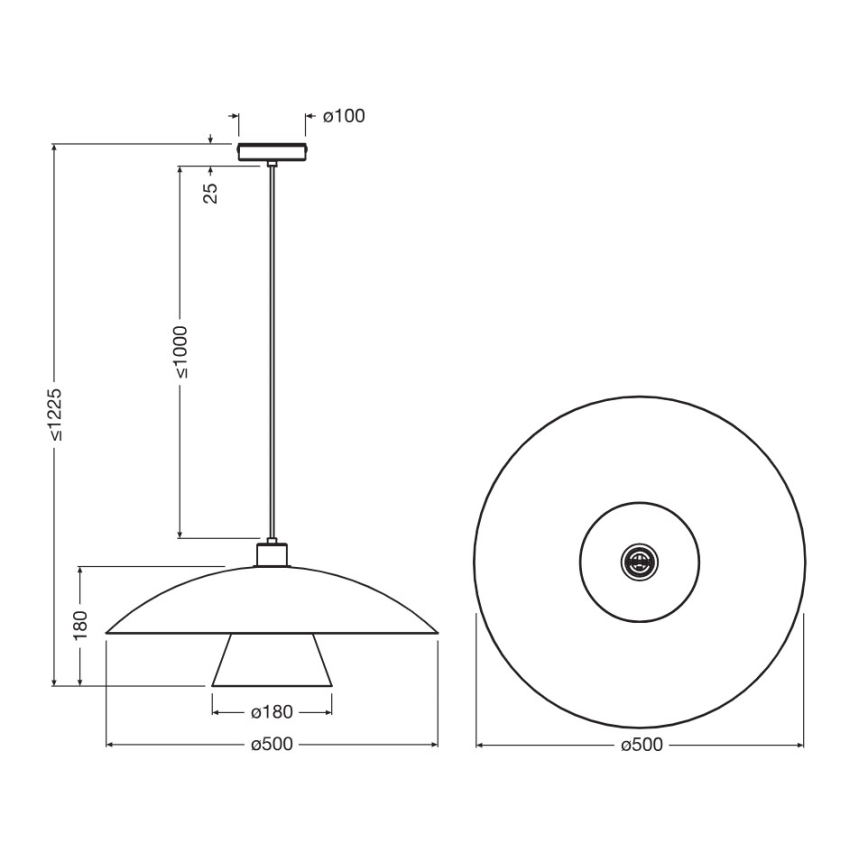 Osram - Lampada a sospensione con cavo DECOR FLYING MUSHROOM 1xE27/25W/230V Ø 50 cm nero