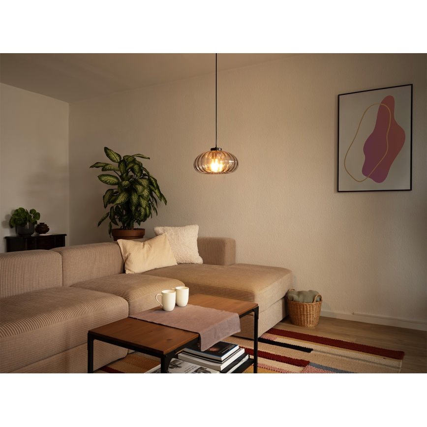 Osram - Lampada a sospensione con cavo DECOR SMOKE 1xE27/12W/230V Ø 28 cm nero/grigio fumé