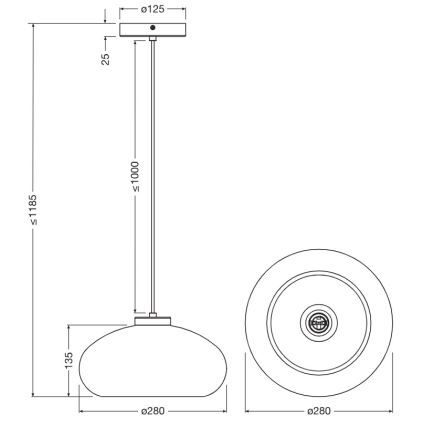 Osram - Lampada a sospensione con cavo DECOR SMOKE 1xE27/12W/230V Ø 28 cm nero/grigio fumé