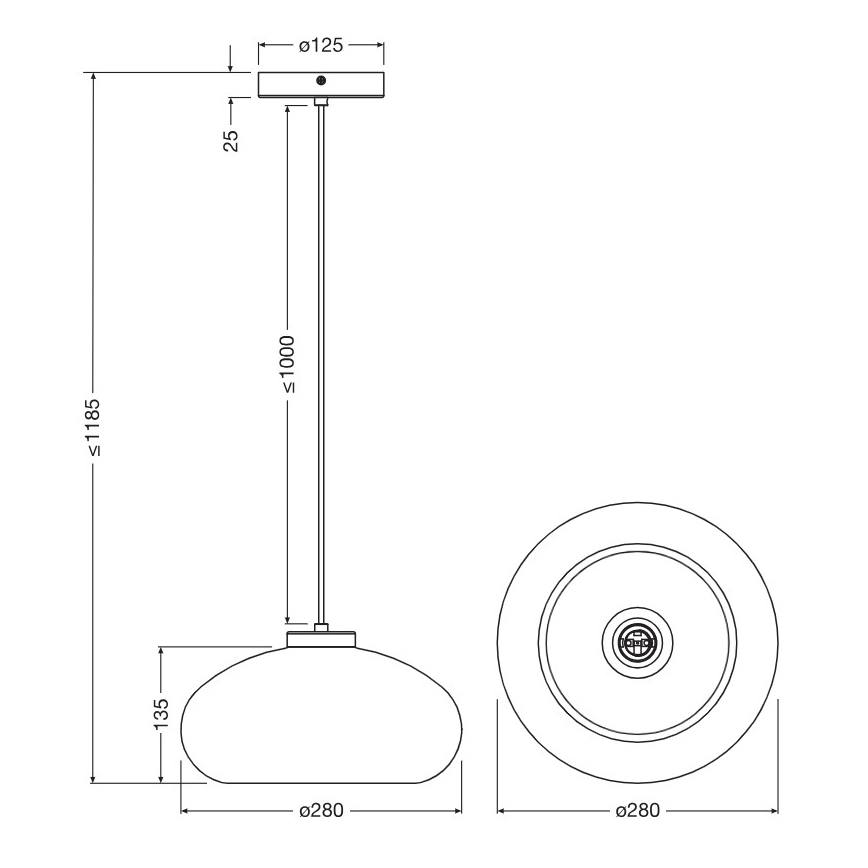 Osram - Lampada a sospensione con cavo DECOR SMOKE 1xE27/12W/230V Ø 28 cm nero/grigio fumé