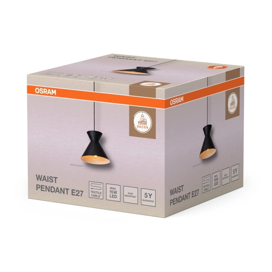 Osram - Lampada a sospensione con cavo DECOR WAIST 1xE27/40W/230V nero