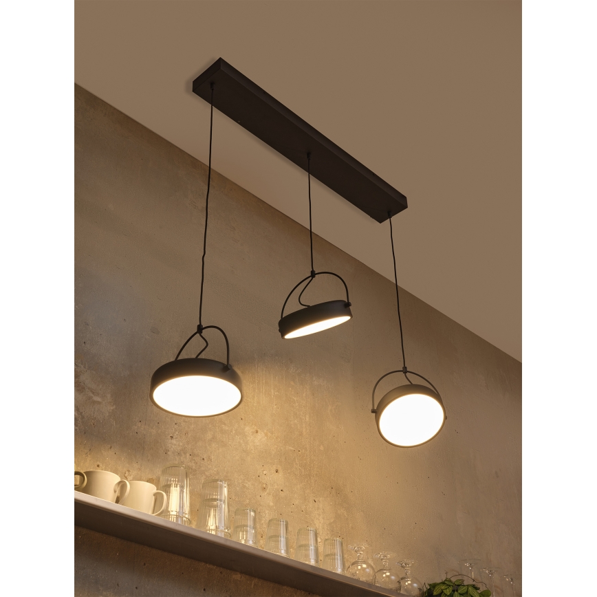 Osram - Lampada a sospensione con cavo LED DECOR PUCK 3xLED/12W/230V nero