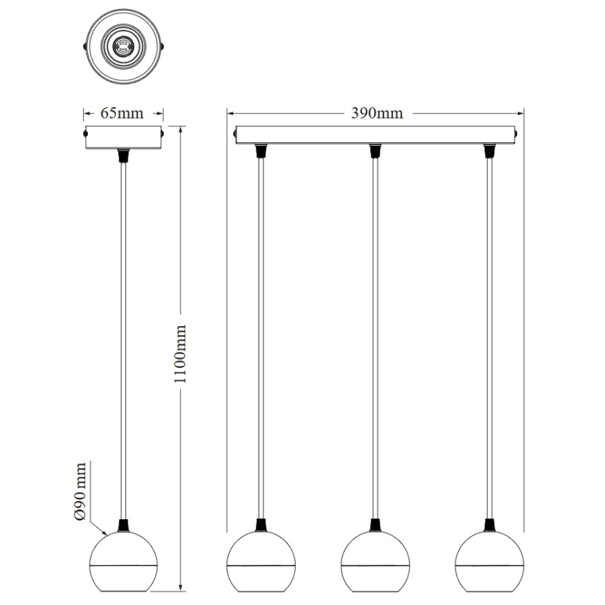 Osram - Lampada a sospensione con cavo SPOT SPHERAL 3xGU10/6W/230V bianco