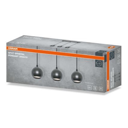 Osram - Lampada a sospensione con cavo SPOT SPHERAL 3xGU10/6W/230V nera