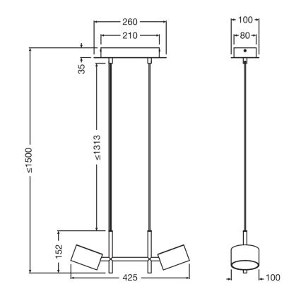 Osram - Lampadario LED dimmerabile su cavo DECOR KYOTO 2xLED/10W/230V CRI 90 nero