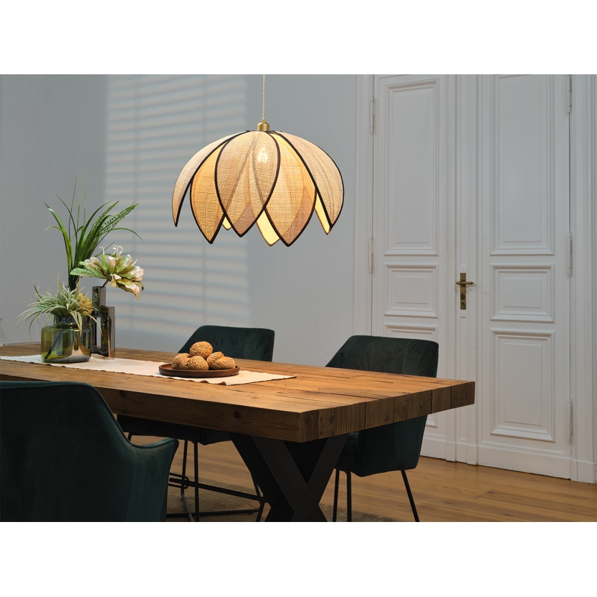 Osram - Lampada a sospensione su cavo DECOR RATTAN 1xE27/15W/230V Ø 67 cm beige/nero