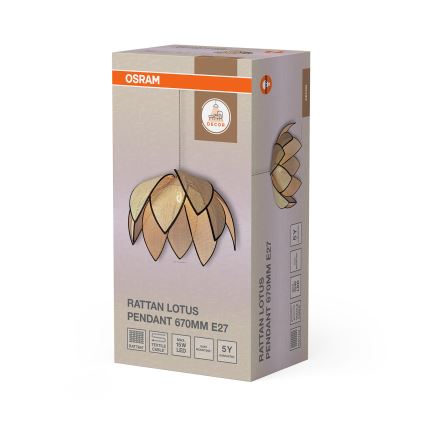 Osram - Lampada a sospensione su cavo DECOR RATTAN 1xE27/15W/230V Ø 67 cm beige/nero