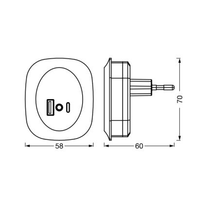 Osram - Lampada notturna LED da presa con sensore e porta USB LUNETTA LED/12,5W/230V bianca
