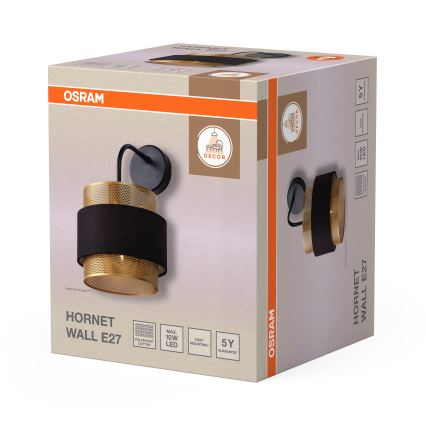 Osram - Lampada da parete DECOR HORNET 1xE27/10W/230V nero/oro