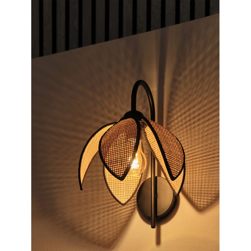 Osram - Lampada da parete DECOR RATTAN 1xE27/15W/230V beige/nera