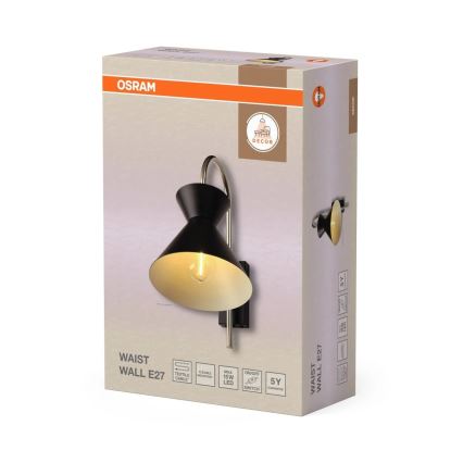 Osram - Lampada da parete DECOR WAIST 1xE27/40W/230V nera
