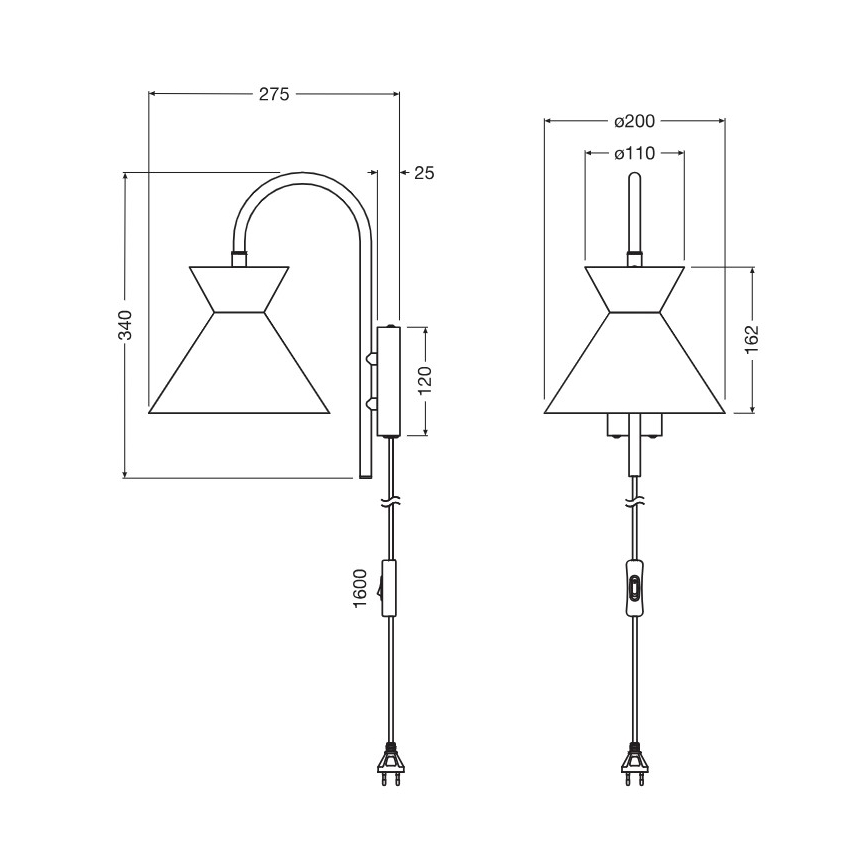 Osram - Lampada da parete DECOR WAIST 1xE27/40W/230V nera