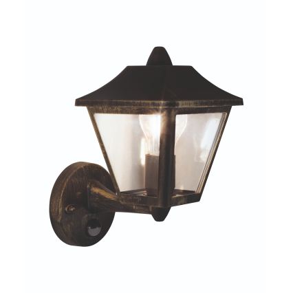 Osram - Lampada da parete per esterni con sensore TRADITION UP 1xE27/60W/230V IP44 patina/oro