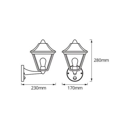 Osram - Lampada da parete per esterni con sensore TRADITION UP 1xE27/60W/230V IP44 patina/oro