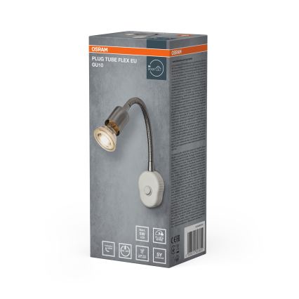 Osram - Lampada da parete flessibile PLUG TUBE FLEX 1xGU10/5W/230V cromo opaco/bianco
