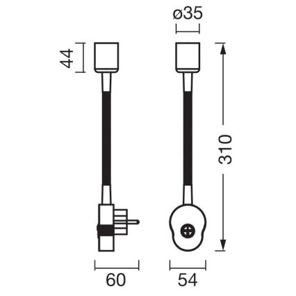 Osram - Lampada da parete flessibile PLUG TUBE FLEX 1xGU10/5W/230V nera