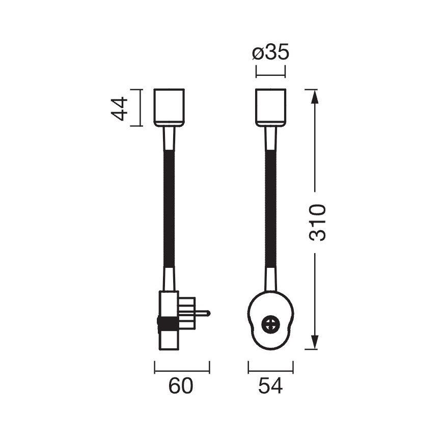 Osram - Lampada da parete flessibile PLUG TUBE FLEX 1xGU10/5W/230V nera