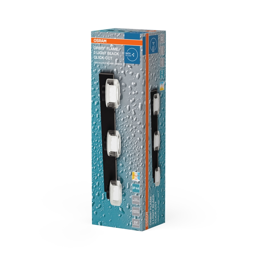 Osram - Applique da bagno LED ORBIS FLAME 3xLED/5,5W/230V 3000/4000K IP44 nero